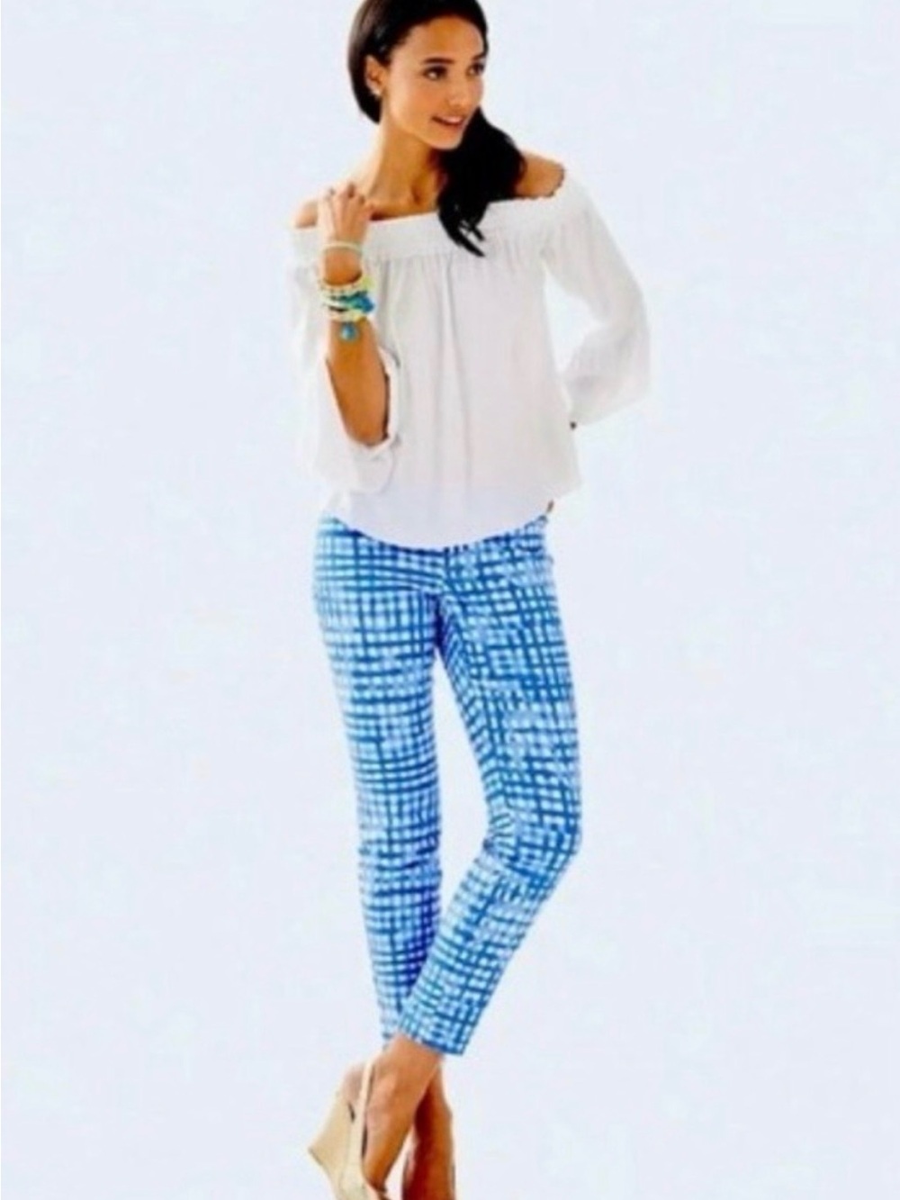 Lilly Pulitzer Kelly Ankle Pant, Bennet Blue Feelin Beachy, size 16, EUC